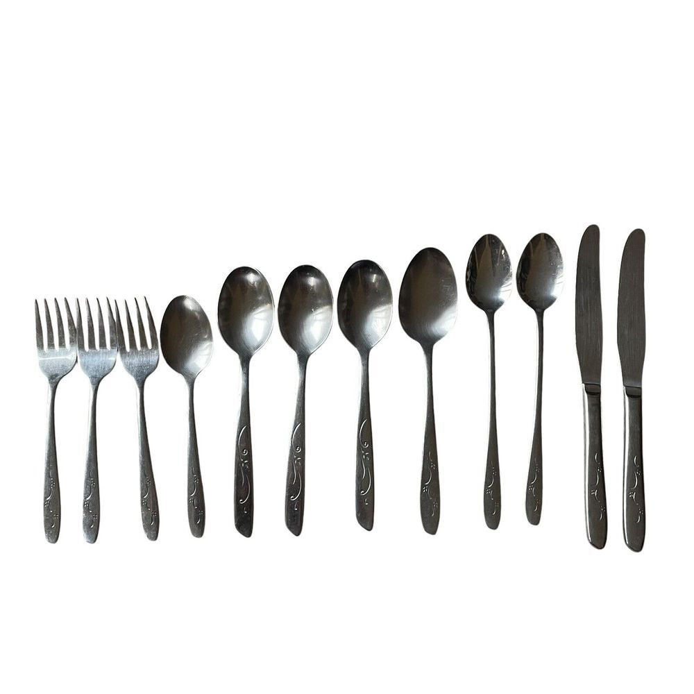 12 pc Silco MARDI GRAS Stainless International Silver MCM Knives Spoons Forks - Picture 1 of 6